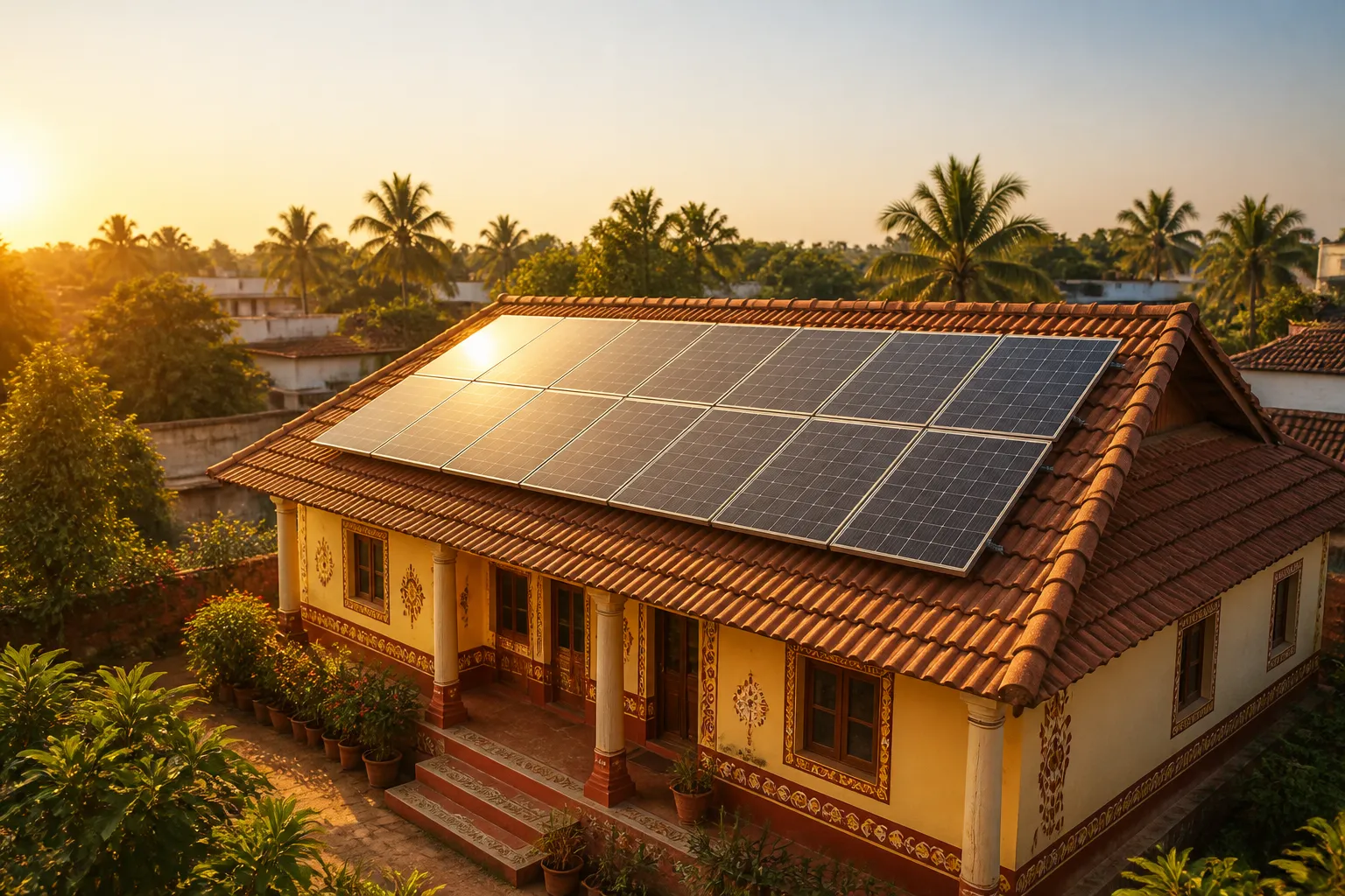 Residential rooftop solar panels installed by Arkasolar on a home in Odisha